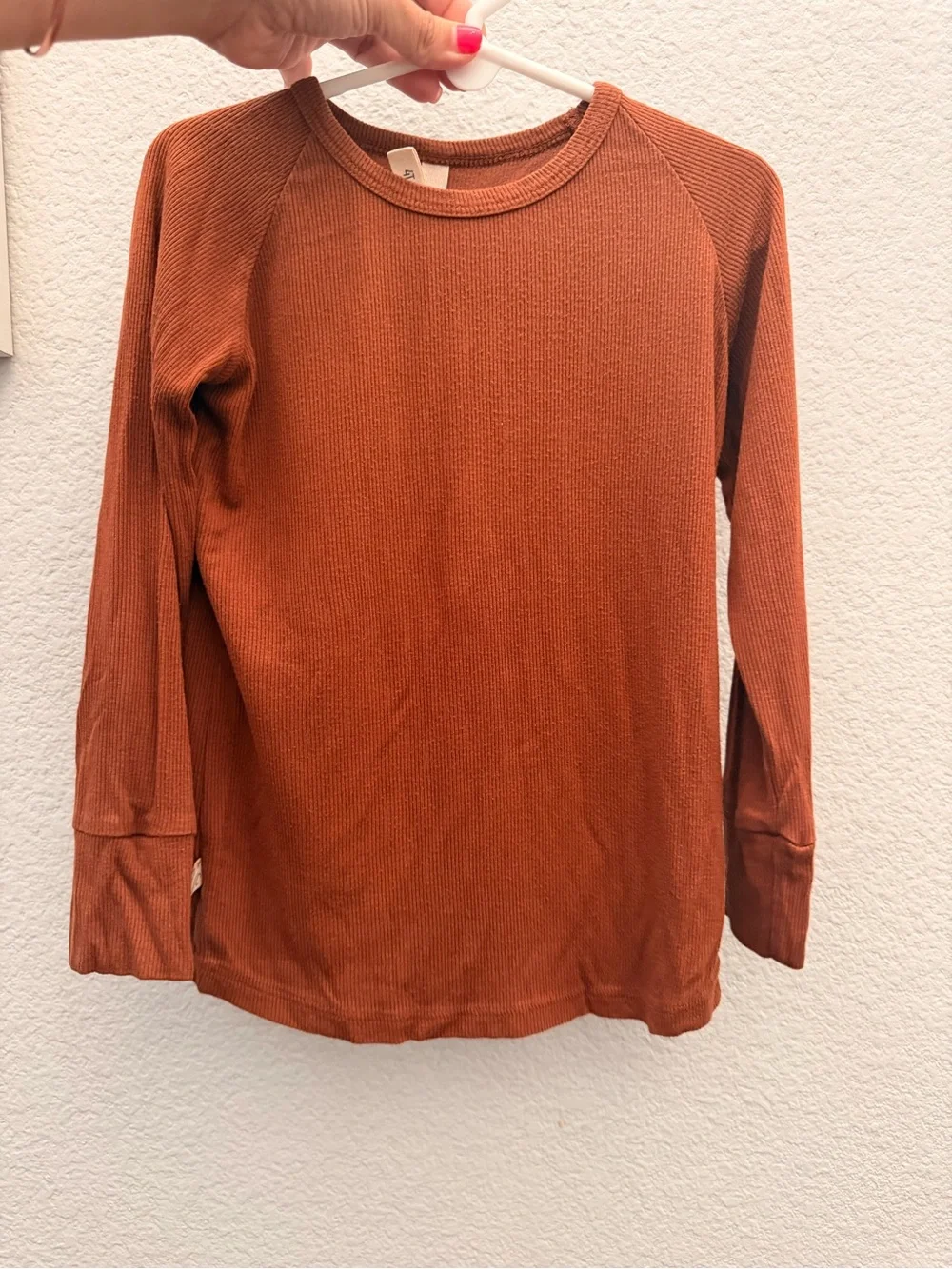 Kids Thermal Pajama Set in Cognac- Cozy Long Sleeve Top & Pants